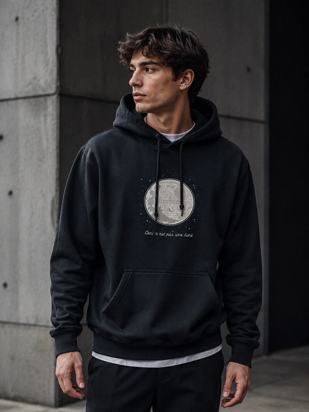 STAR WARS UNISEX ‘THATS NO MOON’ DEATH STAR HOODIE SWEATSHIRT SIZE SMALL